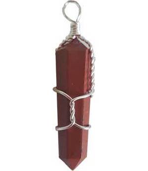 Red Jasper Wire Wrapped Pencil Pendant