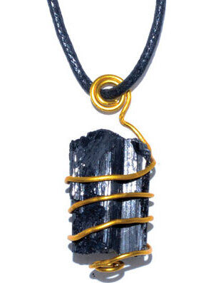 Black Tourmaline wire wrapped pendant