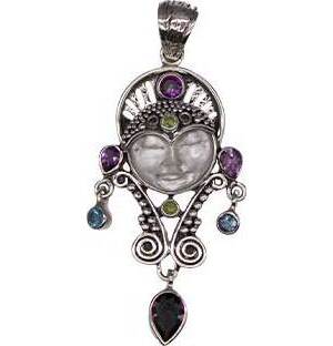 Amethst, Mother of Pearl Face, Qtz, Peridot, Blue Topaz pendant Amethst, Mother of Pearl Face, Qtz, Peridot, Blue Topaz pendant