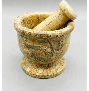 2 1/2" Fossil Coral mortar and pestle set