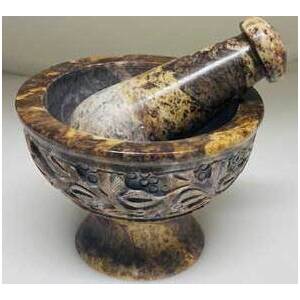 4" Floral Soapstone Mortar & Pestle