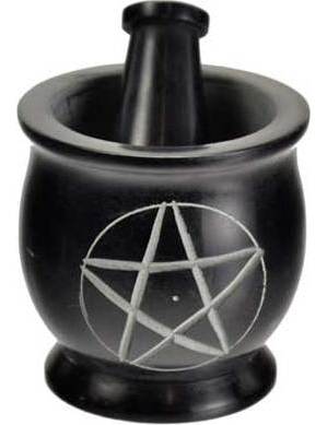 3" Black Pentagram Mortar & Pestle