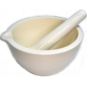 7" Mortar/Pestle white ceramic