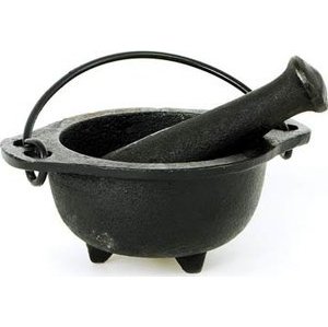 Cast Iron Cauldron Mortar & Pestle