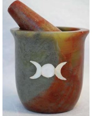 Pearl Inlaid Triple Moon Mortar & Pestle