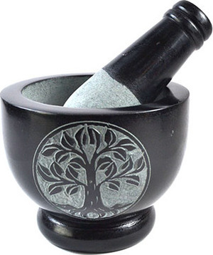 4" Tree of Life Soapstone mortar & pestle set