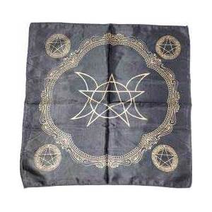 21" x 21" Black Triple Moon Pentagram altar cloth