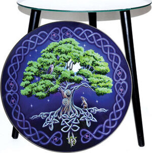 15 1/2" dia Tree of Life glass altar table 15 1/2" dia Tree of Life glass altar table