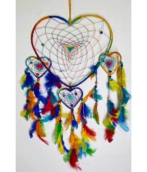 12" Rainbow Heart dreamcatcher