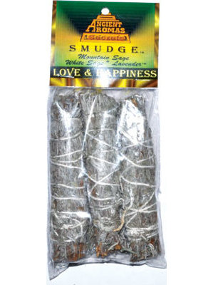 Love & Happiness smudge stick 3pk 4"