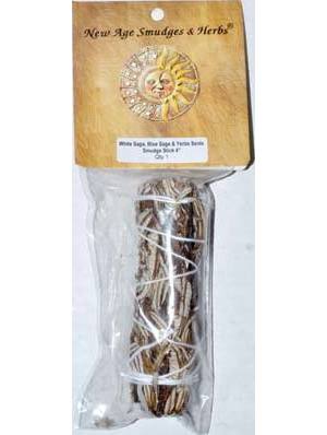 4" White Sage, Blue Sage & Yerba Santa smudge stick 4" White Sage, Blue Sage & Yerba Santa smudge stick
