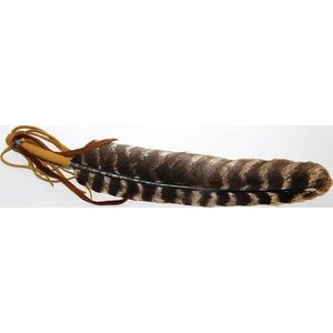 Leather Wrapped Smudging Feather 12"