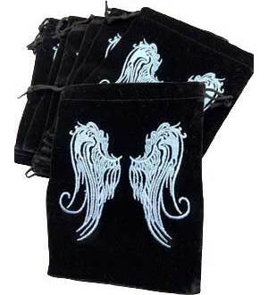 (set of 10) 5"x 7" Angel Wings Black velveteen bag (set of 10) 5"x 7" Angel Wings Black velveteen bag