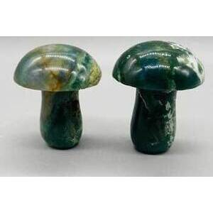 (set of 2) 1 3/4" Mushroom Moss Agate (set of 2) 1 3/4" Mushroom Moss Agate