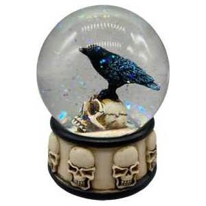 3 1/4" Raven on Skull water globe 3 1/4" Raven on Skull water globe