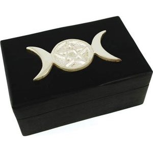 Triple Moon Inlaid Hinged Box 4\"x 6\"