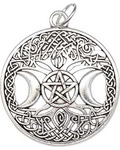 1 1/4" Tree of Life Triple Moon Pentagram amulet