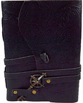 5" x 7" Black Embossed leather w/ key & cord