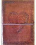 5" x 7" Heart leather blank book w/cord