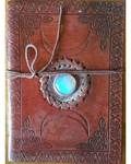 5" x 7" Triple Moon with Stone Embossed leather w/ cord