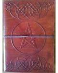 5" x 7" Pentagram leather blank book w/cord