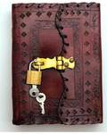 Embossed leather blank book w/ key
