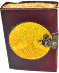 Tree of Life aged looking paper leather w/ latch