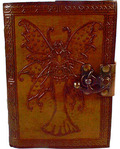 Fairy Journal with Spotted Wings aged looking paper leather w/ latch