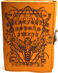 Moth & Ouija Board aged looking paper leather w/ latch