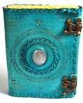 Blue with Stone aged looking paper leather w/ latch