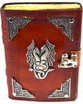 Double Dragon aged looking paper leather w/ latch 4 1/2" x 6 1/2" - Unlined