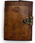 Celtic Wolf & Moon leather blank book w/ latch