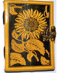 Sunflower leather blank book w/ latch