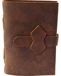 Brown Leather Journal w/ strap 4 1/2" x 6 1/2" - 240 pages - Unlined