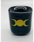 Triple Moon Black ceramic holder