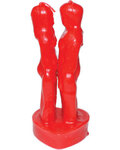 7" Red Face to Face Lover candle