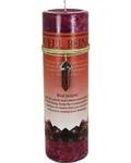 Well Being pillar candle withRed Jasper pendant