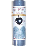 Willpower pillar candle with Hematite heart