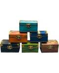 (set of 6) 2" x 3" Color brass decorated wood boxes