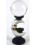 80mm Clear gazing ball with Crescent Moon & Crow