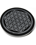 4" Obsidian, Black Flower of Life altar tile