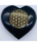 3" Tourmaline, Black Flower of Life heart