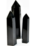 1 lb 3-4" Obsidian, Balck W Silver Stripes obelisk