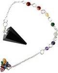 Tourmaline, Black 7 Chakra 6 sided pendulum