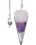 6-sided Amethyst & Rose Quartz pendulum