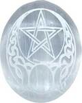 Selenite Celtic Pentagram palm stone