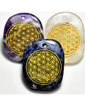 (set of 4 Flower of Life worry stone w/ hole