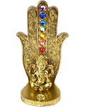 5 15/16" gold Ganesha Chakra Hand incense burner