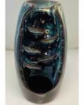 6 1/2" Blue/ Brown Ceramic back flow incense burner