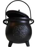 6" Tree of Life cast iron cauldron with a lid